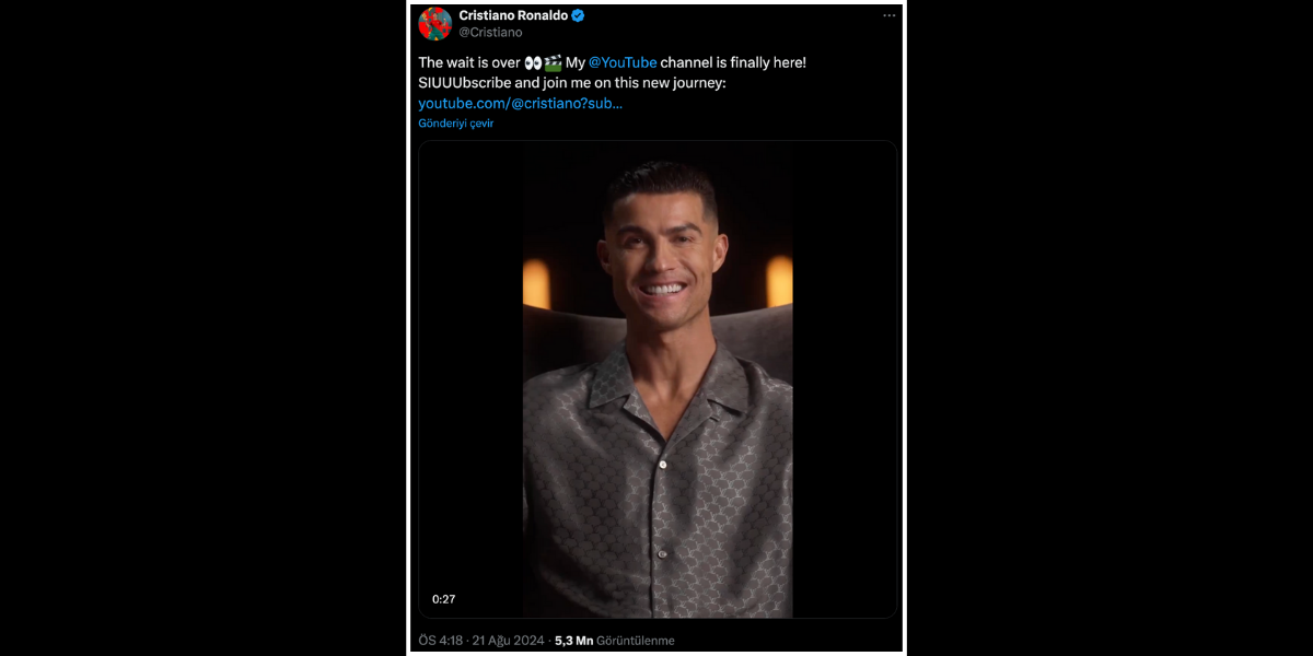 Cristiano Ronaldo Youtube’a Girdi Abone Sayısında Patlama